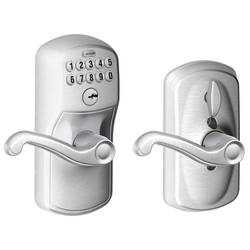 SCHLAGE FE595 PLY 626 FLA Plymouth Keypad Entry with Flex-Lock and Flair Style Levers, Brushed Chrome